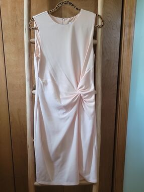 DKNY Sleeveless Twist-Detail Midi Dress in Blush Pink